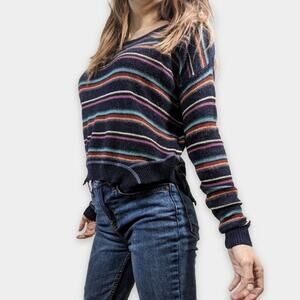 Free People FP Beach Striped Pullover Sweater size Small Cotton/Wool Blend